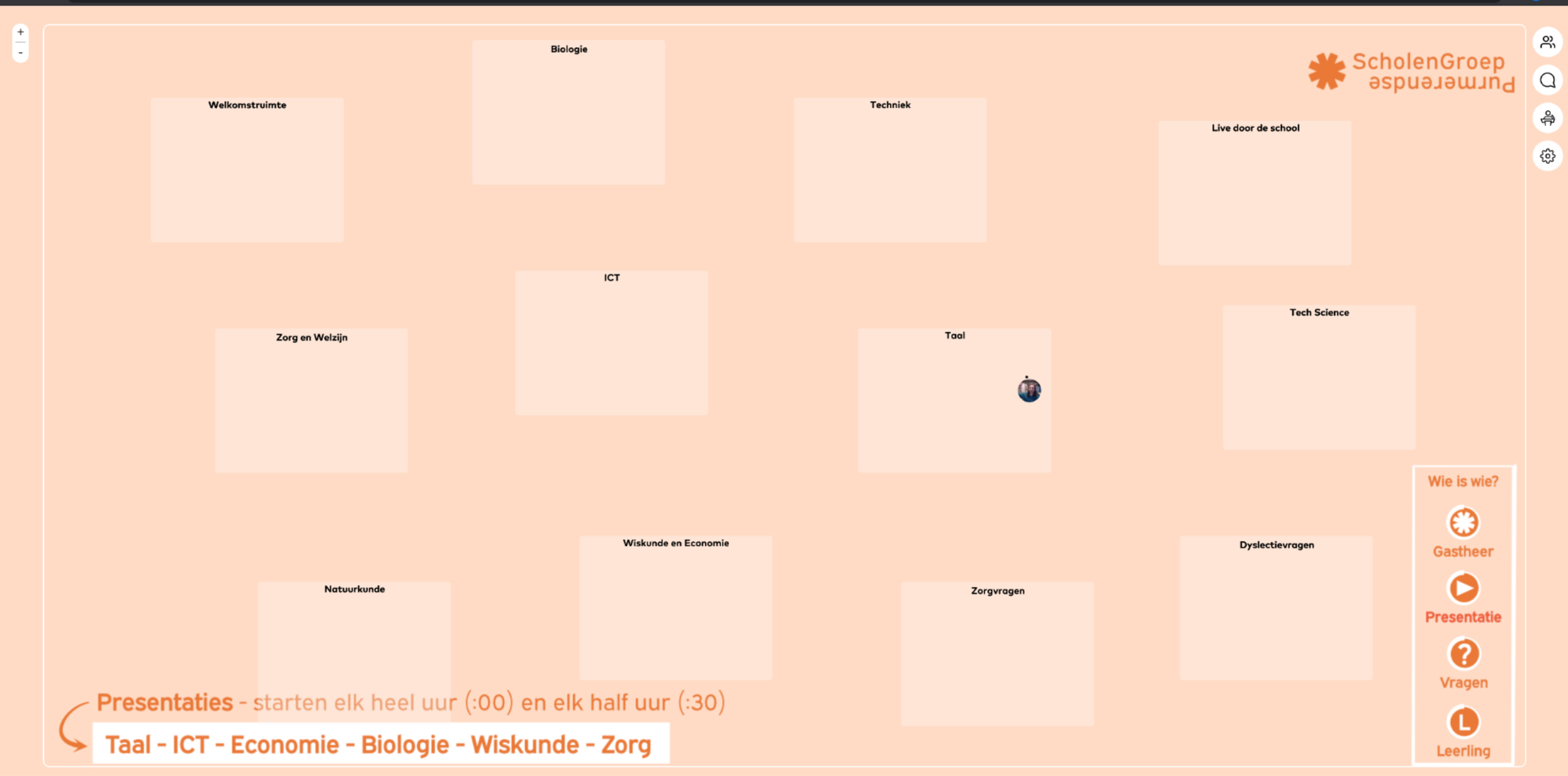 De Wonder.me omgeving voor de online open dag.
